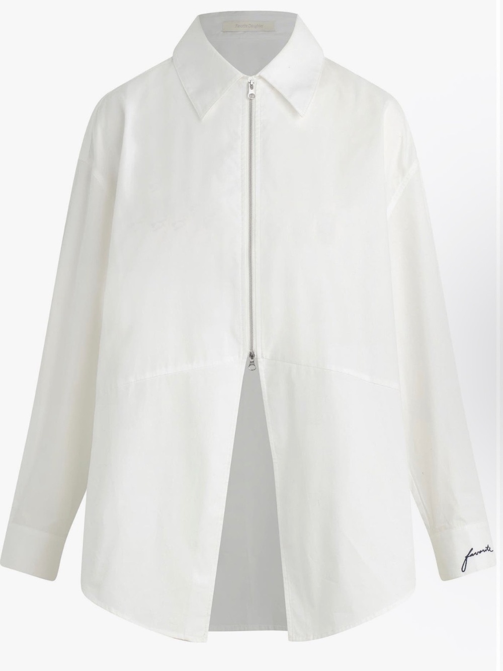 Favorite Daughter White Zip-Front Oversized Shirt. - Picture 3 of 8